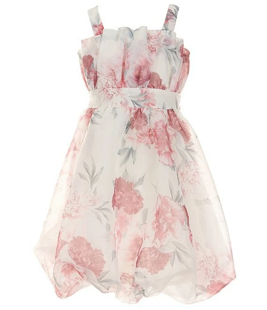 Allison & Kelly Big Girls 7-16 Sleeveless Floral-Print Bubble-Hem Organza Fit Flare Dress