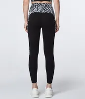 Andrew Marc Sport Knit Contrast Cheetah Print High Waist Pull-On Leggings