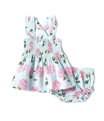 Angel Dear Baby Girls 3-24 Months Hydrangea Print Square Neck Smocked Dress