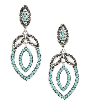 Turquoise Double Drop Clip-On Earrings