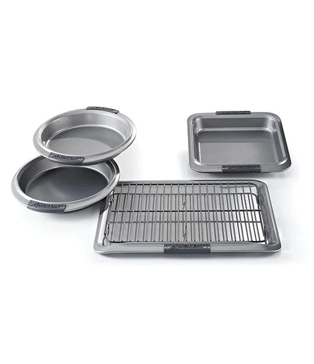 Anolon Advanced Bakeware Nonstick Toaster Oven Pan Set, 4 Piece, Gray