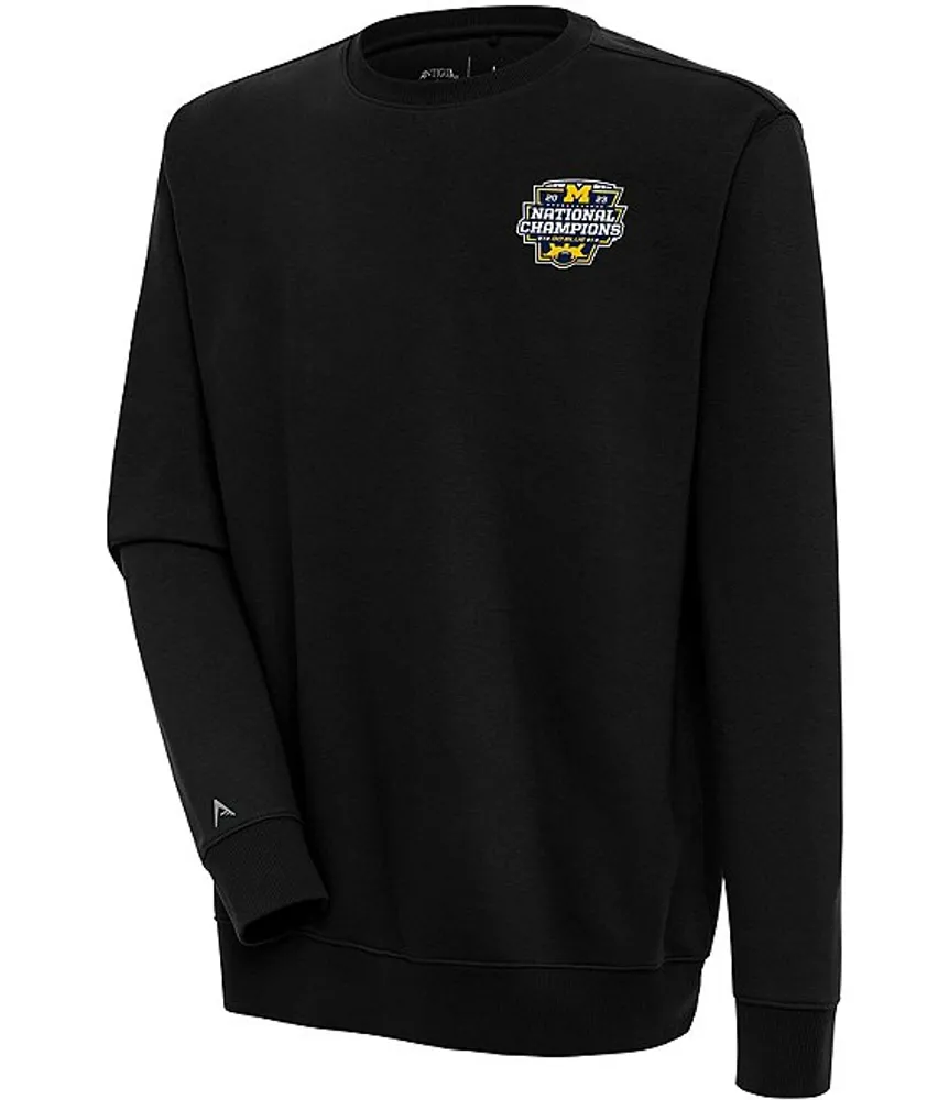 Antigua NCAA Michigan Wolverines 2023 National Champions Victory Crew Brushed Back Fleece Sweatshirt