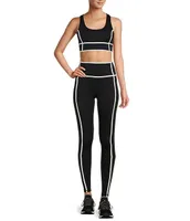 Antonio Melani Active Action Long Line Medium Impact Contrast Trim Coordinating Sports Bra