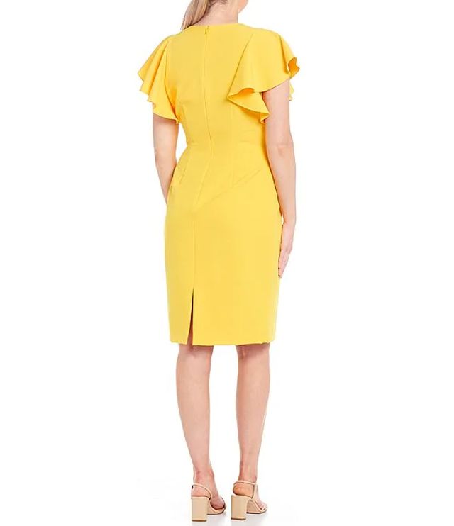 Antonio Melani Magda Stretch Crepe Ruffle Sleeve Sheath Dress | Brazos Mall