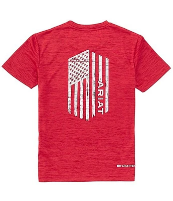Ariat Big Boys 8-20 Short Sleeve Charger Vertical Flag T-Shirt