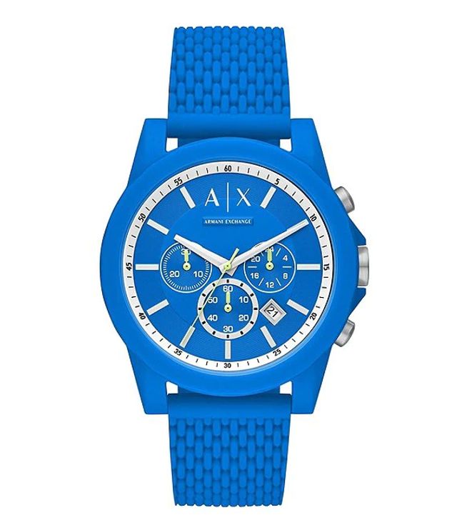 Armani Exchange Chronograph Blue Silicone Watch | Alexandria Mall