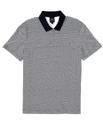 Armani Exchange Printed Pique Short Sleeve Polo Shirt