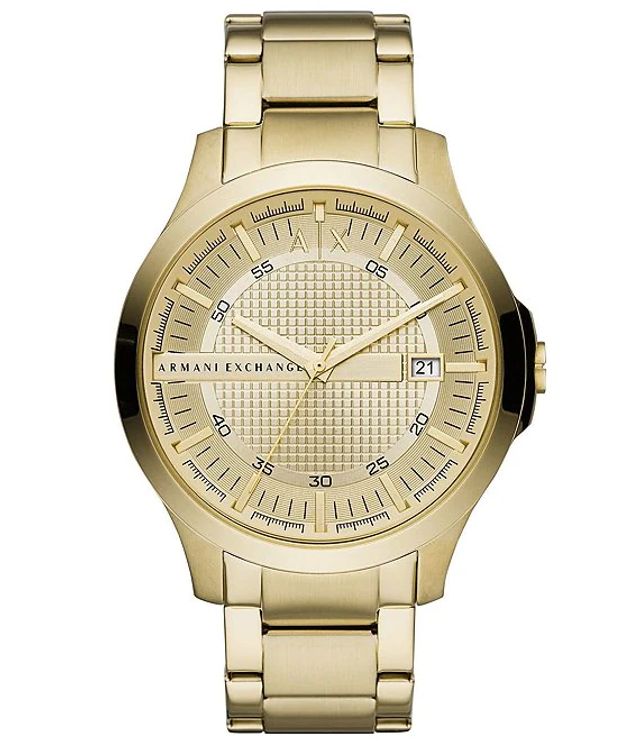 Armani Exchange Three-Hand Date Gold-Tone Stainless Steel Watch | Brazos  Mall