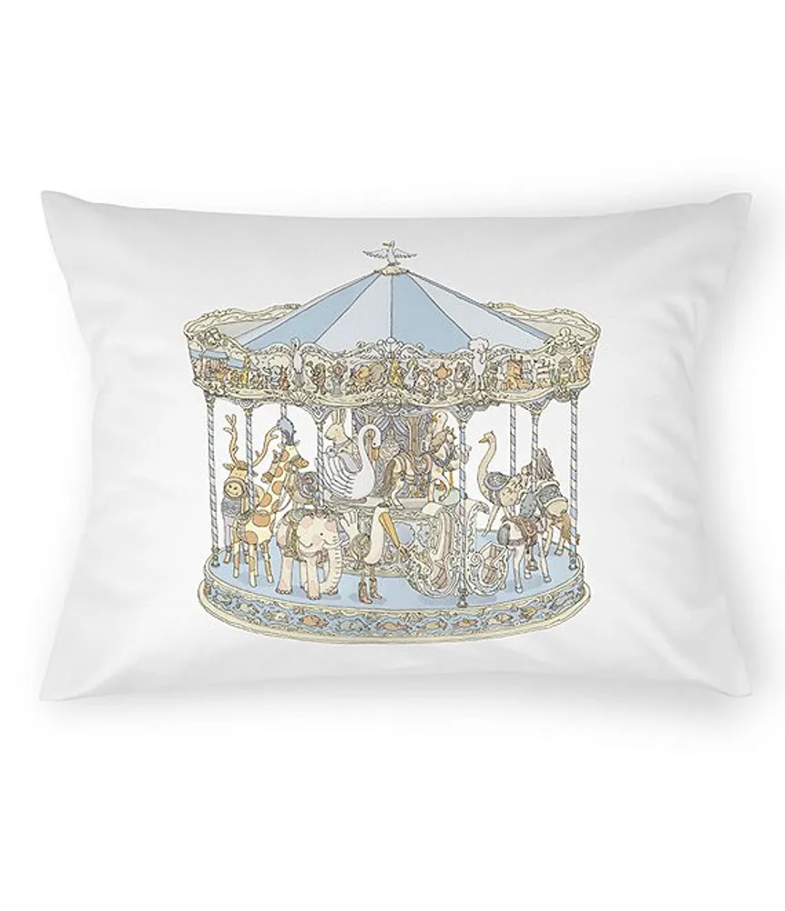 Atelier Choux Paris Satin Pink Carousel Print Decorative Nursery Pillow