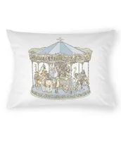 Atelier Choux Paris Satin Pink Carousel Print Decorative Nursery Pillow