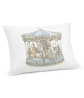 Atelier Choux Paris Satin Pink Carousel Print Decorative Nursery Pillow