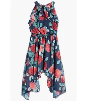Ava & Yelly Big Girls 7-16 Floral-Printed Ruffled Handkerchief-Hem Dress