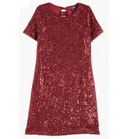 Ava & Yelly Big Girls 7-16 Short-Sleeve Sequin-Embellished T-Shirt Dress