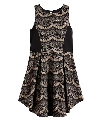 Ava & Yelly Big Girls 7-16 Sleeveless Bonded-Lace Fit-And-Flare Dress