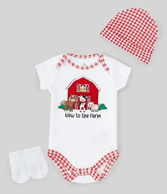 Baby Starters 3-12 Months Short-Sleeve Farm Print Bodysuit