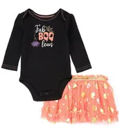 Baby Starters Baby Girls 3-12 Months Long Sleeve Fab Boo Lous Graphic Bodysuit Dotted Tutu Skirt & Dotted Leg Warmers Set