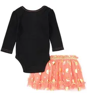 Baby Starters Baby Girls 3-12 Months Long Sleeve Fab Boo Lous Graphic Bodysuit Dotted Tutu Skirt & Dotted Leg Warmers Set