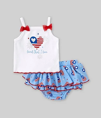 Baby Starters Girls 3-24 Months Sleeveless Land That I Love Americana Tank Top & Heart Star-Printed Skirt Set