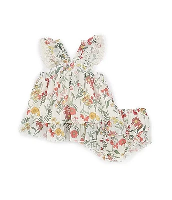 Baby Starters Girls 3-9 Months Floral-Printed Chiffon Top & Matching Panty Set