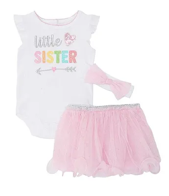 Baby Starters Girls Newborn-6 Months Little Sister Bodysuit, Tutu, & Headband Set