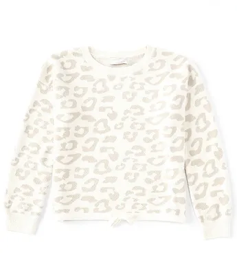 Barefoot Dreams Girls 6-14 Long Sleeve CozyChic Ultra Lite® Leopard Print Pullover Sweater