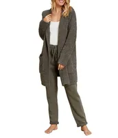 Barefoot Dreams Malibu Collection Brushed Terry Drawstring Waist Rolled Hem Side Pocket Pants