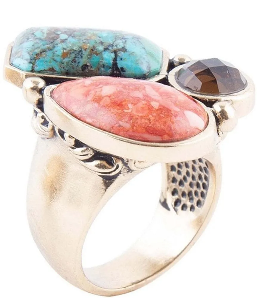 Barse Bronze and Genuine Stone Statement Ring