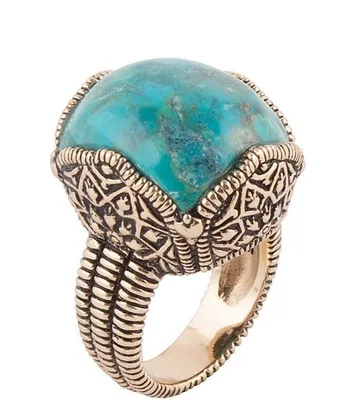Barse Bronze and Genuine Turquoise Cocktail Ring