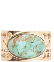 Barse Bronze Genuine Turquoise Band Ring