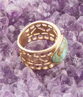 Barse Bronze Genuine Turquoise Band Ring