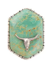 Barse Longhorn Sterling Silver Genuine Stone Green Turquoise Statement Ring