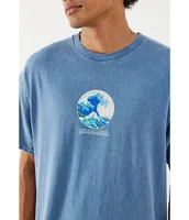 BDG Urban Outfitters Hokusai Grid Short Sleeve T-Shirt