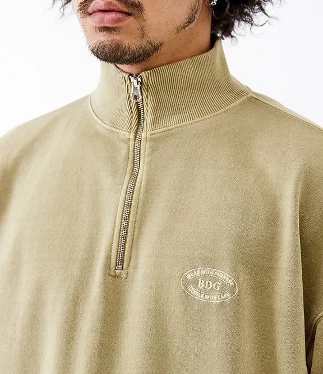 BDG Urban Outfitters Long Sleeve Crest Quarter-Zip Sweatshirt