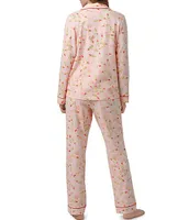 Bedhead Pajamas Jersey Knit Lipstick Print Long Sleeve Notch Collar Pant Pajama Set