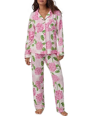 Bedhead Pajamas Long Sleeve Notch Collar Knit Hydrangea Print Pajama Set