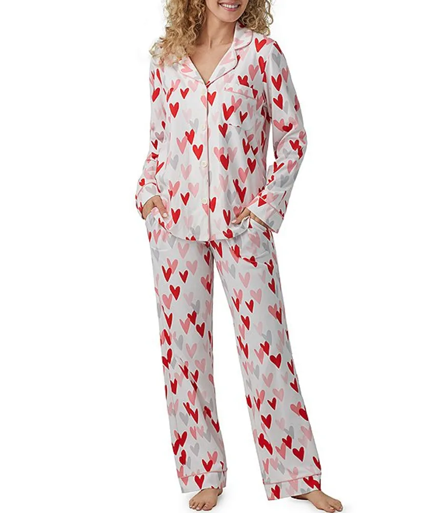 Bedhead Pajamas Heart Print Jersey Knit Long Sleeve Top & Jogger Pajama Set