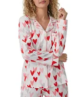 BedHead Pajamas Love Is All You Need Heart Print Long Sleeve Jersey Knit Pajama Set