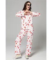 BedHead Pajamas Love Is All You Need Heart Print Long Sleeve Jersey Knit Pajama Set