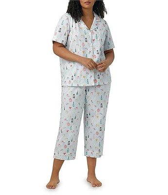 BedHead Pajamas Plus Knit Wedding Party Print Cropped Pajama Set
