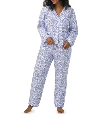 Bedhead Pajamas Plus Long Sleeve Notch Collar Fairytale Forest Jersey Knit Pajama Set