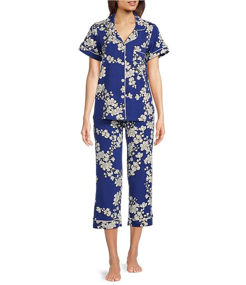 BedHead Pajamas Shadow Blossom Floral Print Knit Cropped Pajama Set
