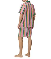 BedHead Pajamas Short Sleeve Woven Pineapple Stripe 2-Piece Pajama Set