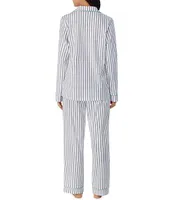 BedHead Pajamas Family Matching Stripe Print Long Sleeve Notch Collar Cotton Knit Pajama Set