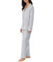 BedHead Pajamas Family Matching Stripe Print Long Sleeve Notch Collar Cotton Knit Pajama Set