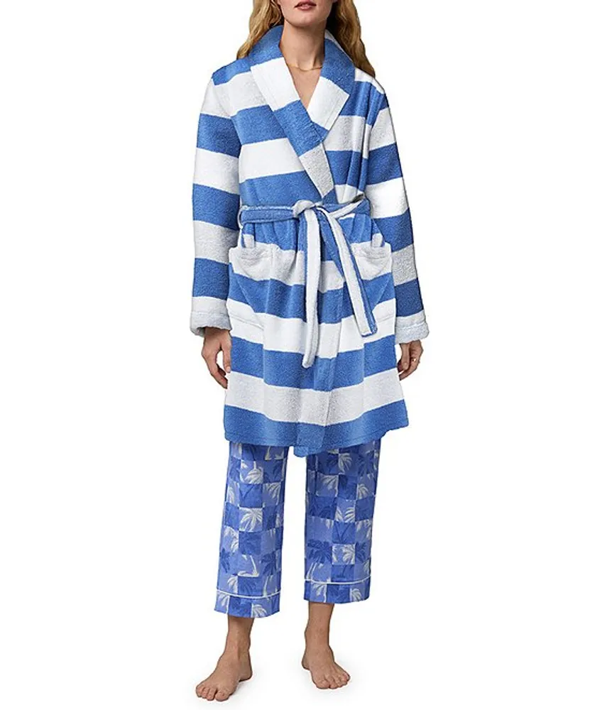 BedHead Pajamas Turkish Terry Striped Print Shawl Collar Unisex