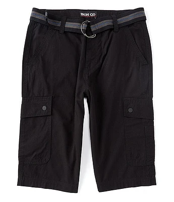 Iron Belted Messenger-Length Mini-Ripstop 14.5#double; Inseam Cargo Shorts