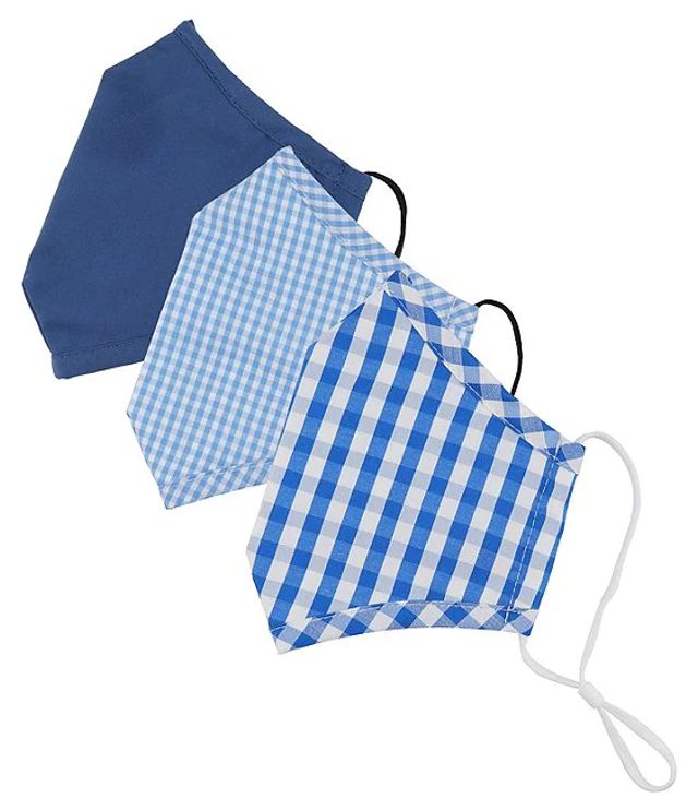 Dillard's Assorted Blue Plaid Adjustable Face Masks With Built-In Filters 3-Piece Set Brazos Mall