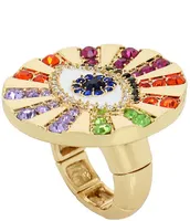 Betsey Johnson Evil Eye Multi Crystal Stretch Cocktail Ring