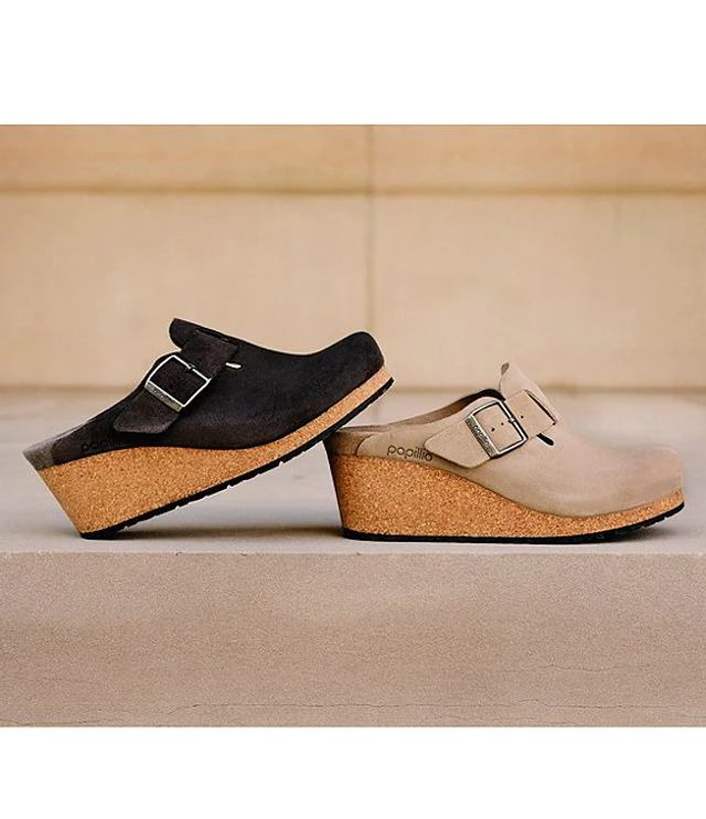 Birkenstock Papillio by Birkenstock Fanny Suede Wedge Clogs | The Shops at  Willow Bend