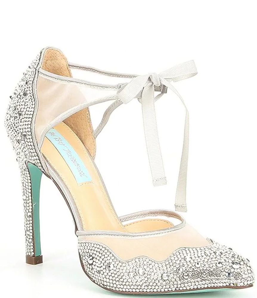 Betsey Johnson Blue by Betsey Johnson Iris Satin Rhinestone Stiletto Pumps  | Pueblo Mall